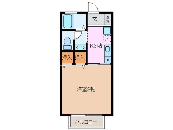 近鉄富田駅 徒歩7分 2階の物件間取画像